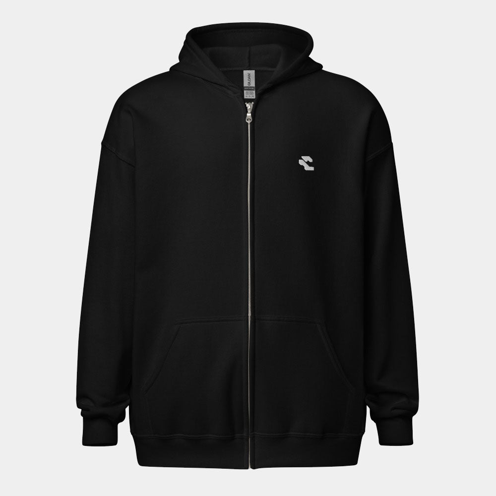 Down Zip Hoodie - Black