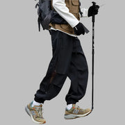 Schwarze Outdoor-Mountain-Hose mit Reißverschluss-Patchwork