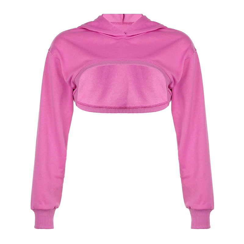 Pink Crop Top Hoodie CYBER TECHWEAR® – Cyber Techwear