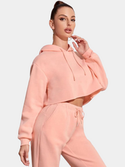 Sweat à capuche court rose