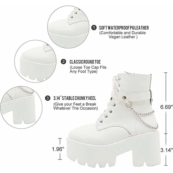 Platform Combat Boots White
