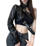 PU Jacket One Shoulder