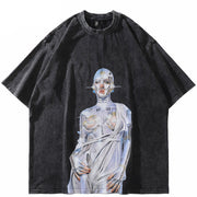 Robot Y2K Graphic Tees Black