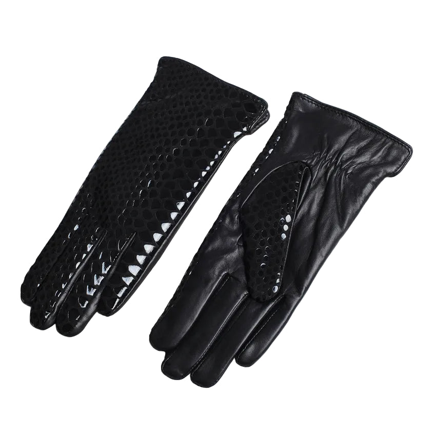 Snakeskin Pattern Techwear Winter Gloves – Luxury Warm Style Black / S