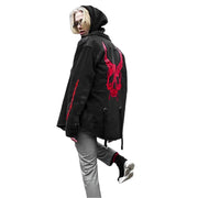 Chaqueta negra elegante con rojo