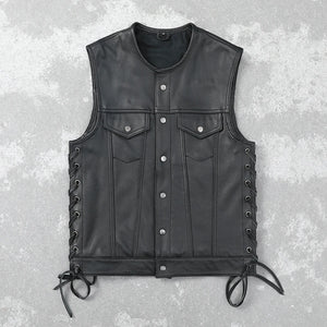 Thin Leather Cargo Vest