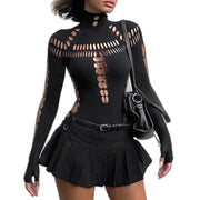 Body de cuello alto con aberturas