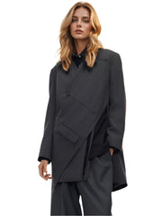 Chaqueta asimétrica con cuello en V para mujer primavera