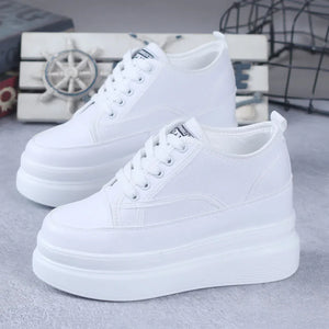 White Canvas Platform Sneakers