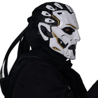White Cyberpunk Cosplay Helmet - product view on white background
