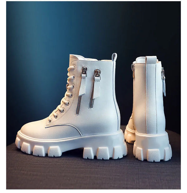 White Heeled Platform Boots
