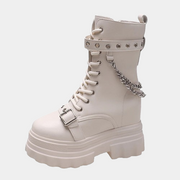 Bottes longues à plateformes blanches