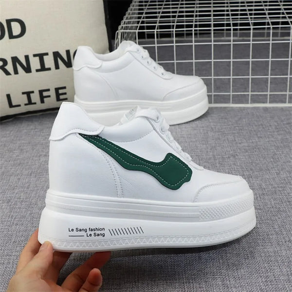 White Platform Wedge Sneakers