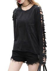 Camisetas de manga larga para mujer de color negro
