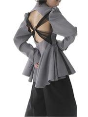 Damen Frühlingsjacke Backless Mesh Blazer