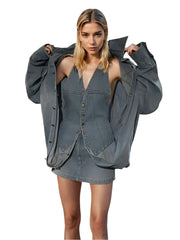 Women Spring Jacket Denim Vest