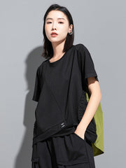 Schwarzes Baumwoll-T-Shirt für Damen