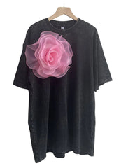 Schwarzes T-Shirt mit Halbarm für Damen