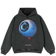 Sweat à capuche surdimensionné Y2K noir délavé