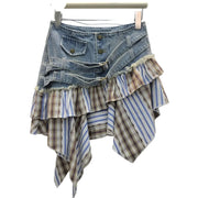 Y2K Patchwork Skirt Striped