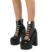 Zapatos Y2K con correas de múltiples hebillas