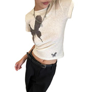 Y2K Top Gothic Butterfly Print