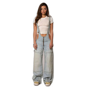 Reißverschluss Denim Y2K Latzhose