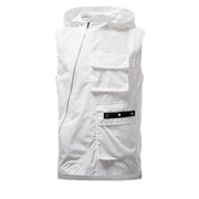 Chaleco cargo blanco con cremallera