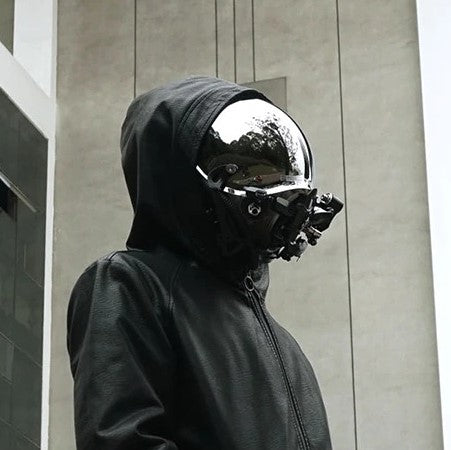 Silver Cyberpunk Helmet | CYBER TECHWEAR®