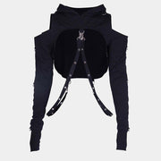 Sudadera con capucha recortada Techwear