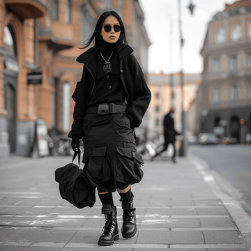 Winter Fashion Pairing Tights and Boots with Cargo Skirts