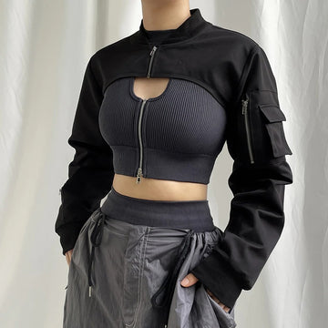 What to wear with a black long sleeve crop top ?