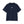 Navy blue t-shirt with a white logo on a white background