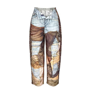 3D Printed Y2K Jeans Women
