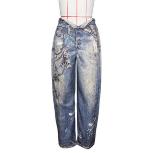 3D Printed Y2K Jeans Women