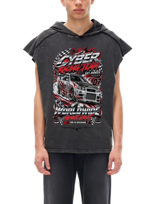 Racing Hooded Muscle Shirt Y2K