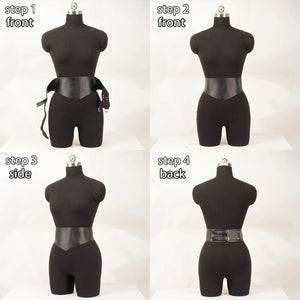 Goth PU Leather Waist Wide Belt — women's black faux-leather goth belt accessory
