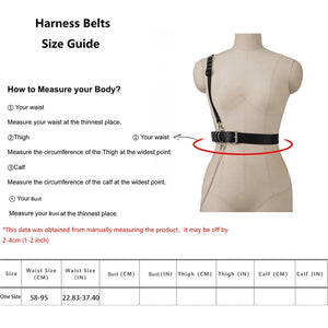 Goth Chain Harness — women's black faux-leather goth harness accessory