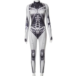 Black and white bodysuit with intricate design on a white background