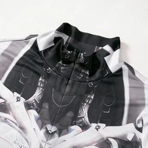 Black and white patterned fabric with abstract design