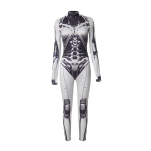Black and white bodysuit with intricate design on a white background