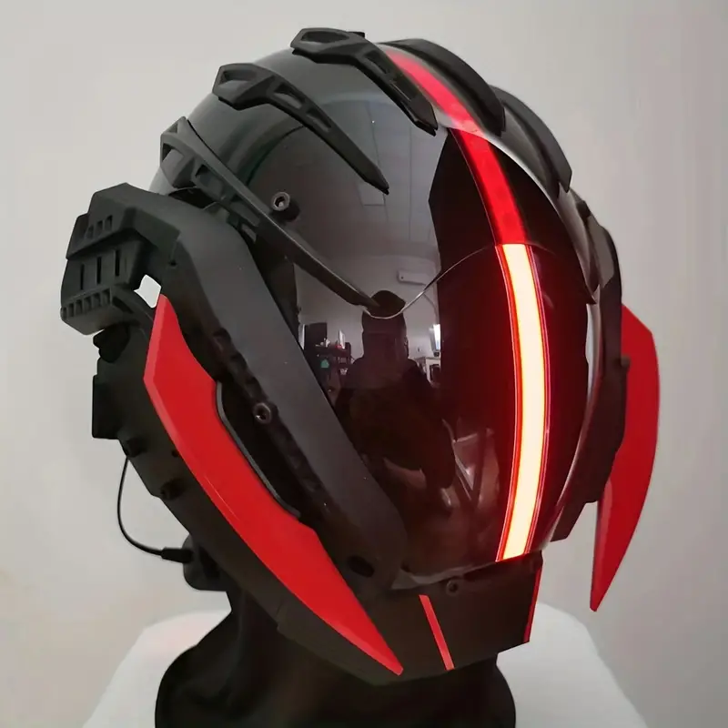 cyber motorcycle helmet accessories Black Red Cyberpunk Helmet