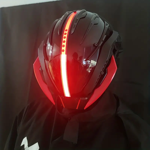 Black Red Cyberpunk Helmet | CYBER TECHWEAR®