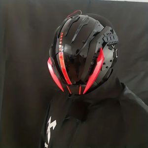 Black Red Cyberpunk Helmet | CYBER TECHWEAR®