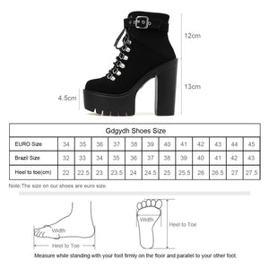 Black Block Heel Lace Up Boots