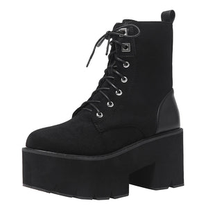 Black Lace Up Ankle Combat Boots