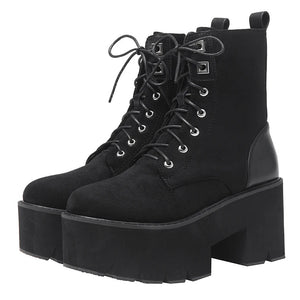 Black Lace Up Ankle Combat Boots