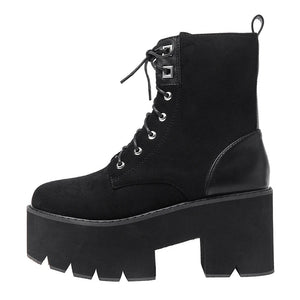 Black Lace Up Ankle Combat Boots