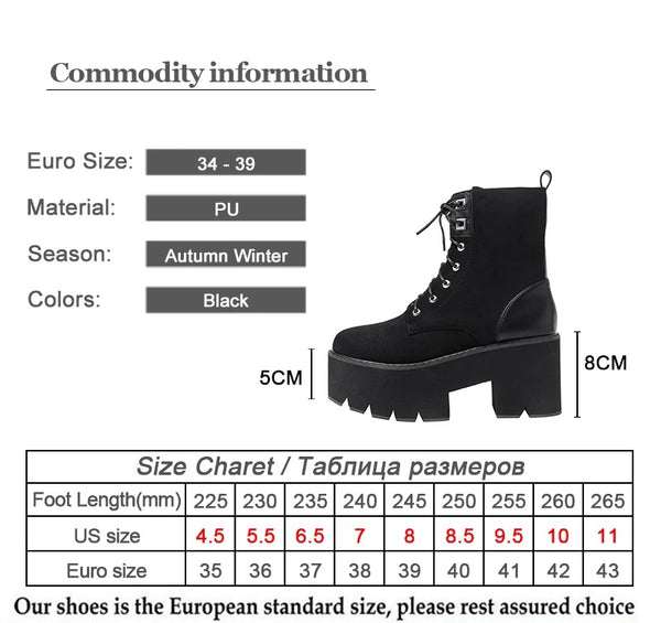 Black Lace Up Ankle Combat Boots