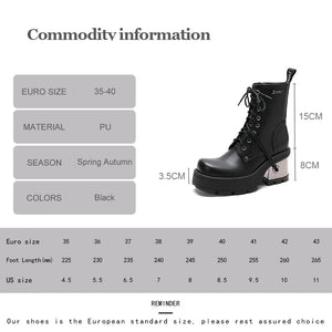 Black Leather Lace Up Boots For Womens